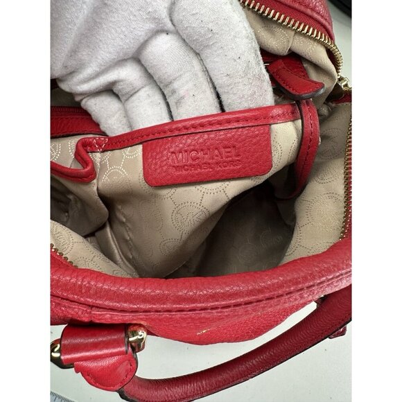 Michael Kors Bedford Large Red Leather Satchel/Bowling Bag - Picture 10 of 10